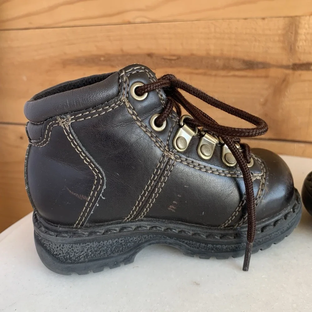VTG Y2K 90's Chunky Toddler‎ Boots Sneakers Size 5 Kids Brown TKS Grunge